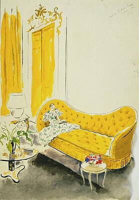 Elegant Lounge with Yellow Sofa Digital Art