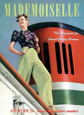 Happy Photograph - Mademoiselle Cover Featuring A Model Aboard by Paul D'Ome