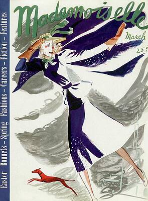 Watercolor Wall Art featuring the photograph Mademoiselle Cover Featuring A Model With A Dog by Elizabeth Dauber