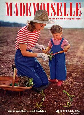 4 Wall Art featuring the photograph Mademoiselle Cover Featuring A Mother And Baby by Fernand Fonssagrives