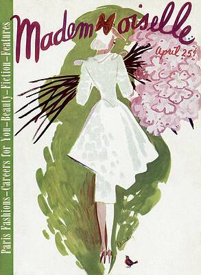 Mademoiselle Magazine Cover with Floral Dress Wall Art