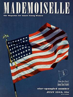 American Flag Wall Art featuring the photograph Mademoiselle Cover Featuring The U.s. Flag by Luis Lemus