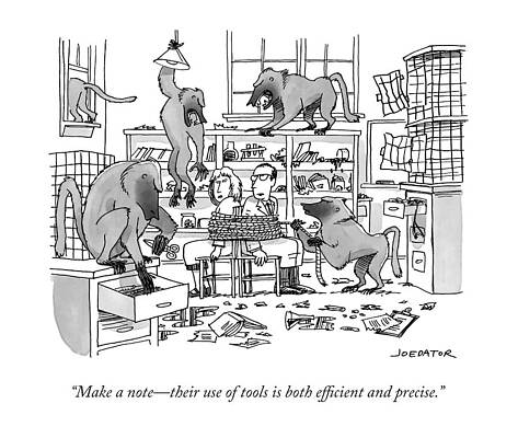 Lab Wall Art featuring the drawing Make A Note - Their Use Of Tools Is Both by Joe Dator