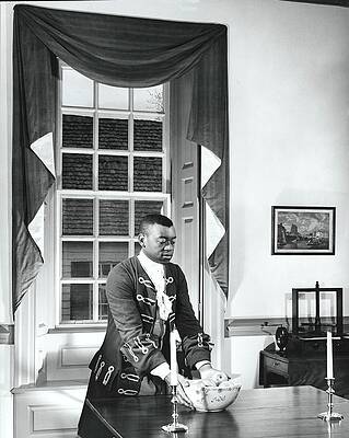 Antique Photograph - Man Dressed As Colonial Butler by George Karger