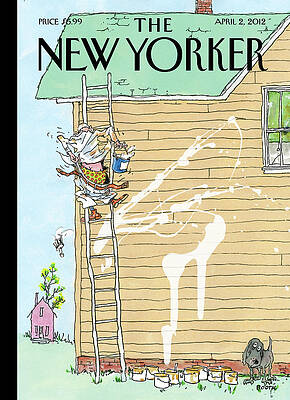 Unsteady Painter on Ladder Wall Art