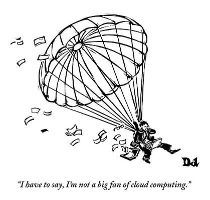 Sky Drawing - Man Parachuting While Working On His Laptop by Drew Dernavich