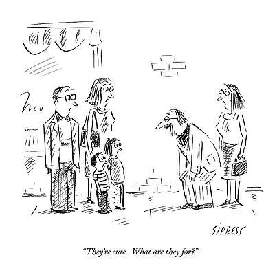 Family Wall Art featuring the drawing Man Referring To Children by David Sipress