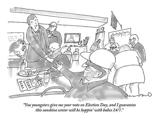 Sunshine Wall Art featuring the drawing Man Shakes Hands With Other Men Who Are Sitting by Michael Crawford