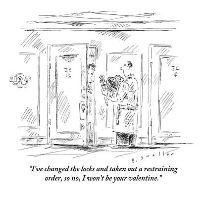 Valentine Drawing - Man Stands Outside Woman's Apartment by Barbara Smaller