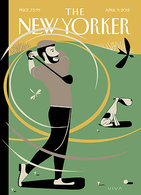 Golfer Swinging with Dog Wall Art