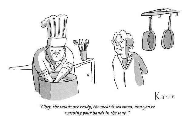 Cook Wall Art featuring the drawing Man To Chef In The Kitchen by Zachary Kanin