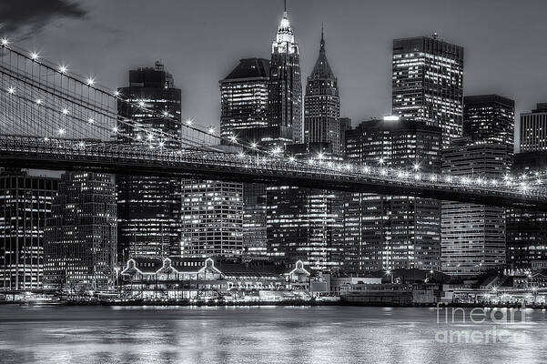 Wall Art featuring the photograph Manhattan Night Skyline V by Clarence Holmes