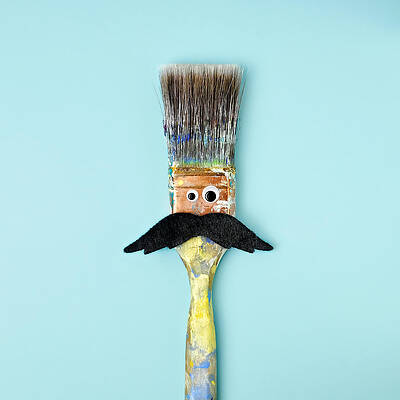 Quirky Mustached Paintbrush Wall Art