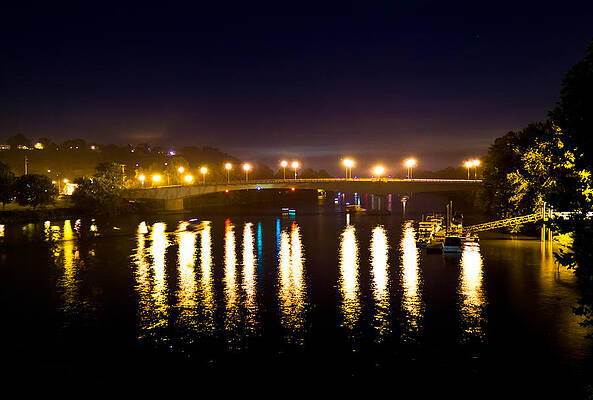 Ohio Wall Art featuring the photograph Marietta Bridge At Night by Jonny D