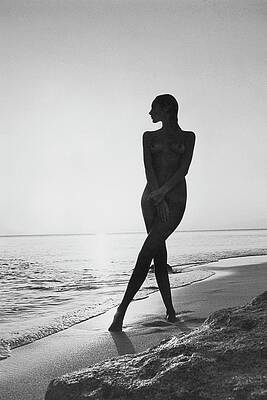 Silhouette of a Woman at Sunset Wall Art