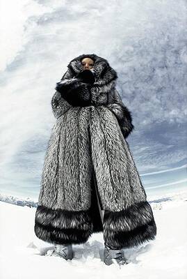 Full Length Photograph - Marisa Berenson Wearing A Fur Coat by Arnaud de Rosnay
