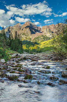 Color Wall Art featuring the photograph Maroon Bells From Lake Outlet by Jeff Stoddart