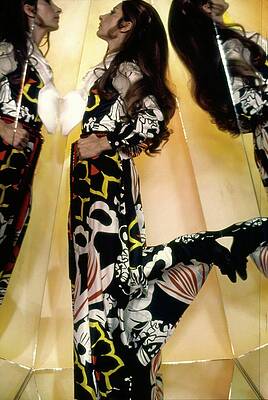 Wall Art featuring the photograph Marta Montt Wearing A Floral Dress by Raymundo de Larrain