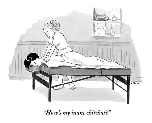 Wall Art featuring the drawing Masseuse Massages A Client by Emily Flake