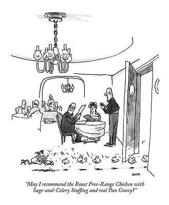 Humorous Restaurant Scene with Diners Wall Art