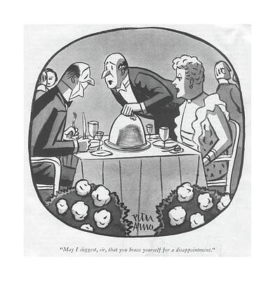 Humorous Dining Scene Cartoon Wall Art