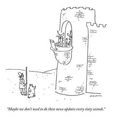 Pig Drawing - Maybe We Don't Need To Do These News Updates by Michael Maslin