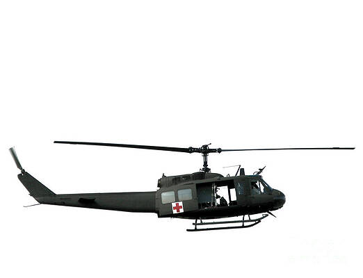 Military Helicopter with Red Cross Marking Photograph
