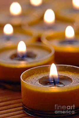 Wall Art featuring the photograph Meditation Candles Path by Olivier Le Queinec