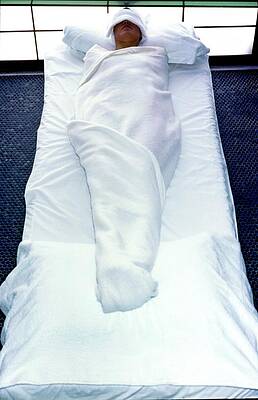 Spa Wall Art featuring the photograph Melanie Cain Wrapped In Towels by Jacques Malignon