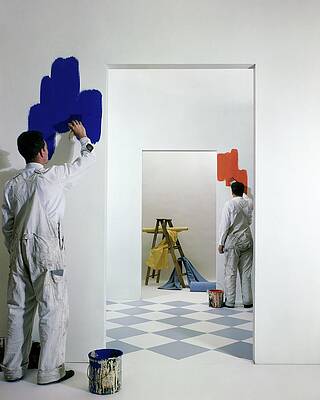 Wall Art featuring the photograph Men Painting Walls by Herbert Matter