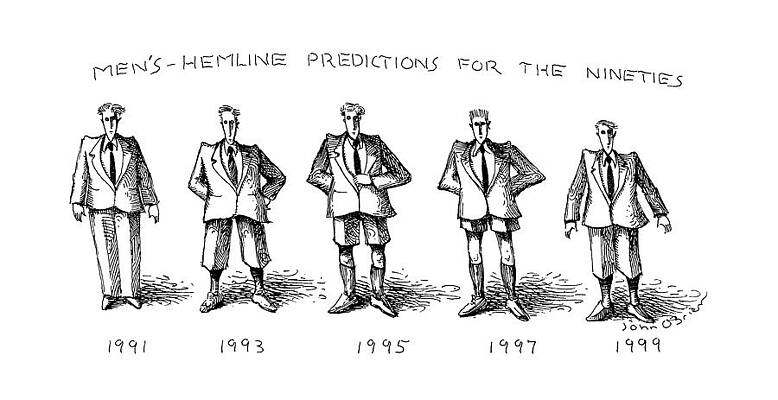 Future Drawing - Men's-hemline Predictions For The Nineties by John O'Brien