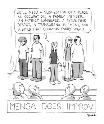 Family Wall Art featuring the drawing Mensa Does Improv by Charlie Hankin