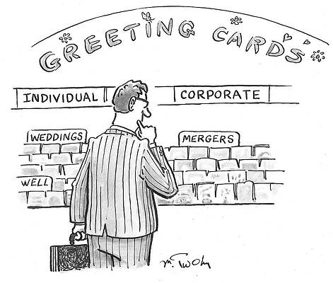 Corporate Drawing - Mergers by Mike Twohy