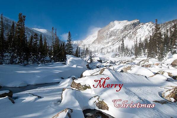 Rocky Mountain National Park Photograph - Merry Christmas Snowy Mountain Scene by Cascade Colors