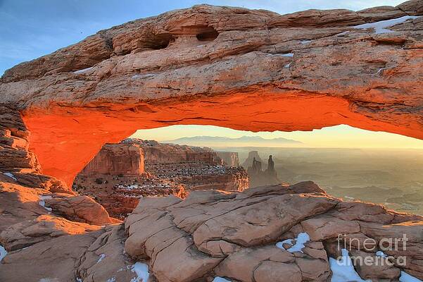 Wall Art featuring the photograph Mesa Arch Towers by Adam Jewell