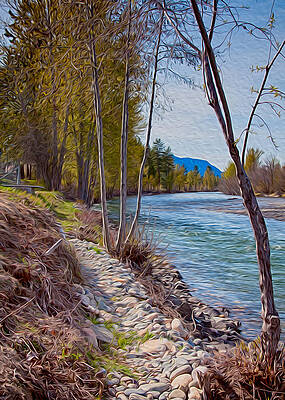 Washington Wall Art featuring the painting Methow River Coming From Mazama by Omaste Witkowski