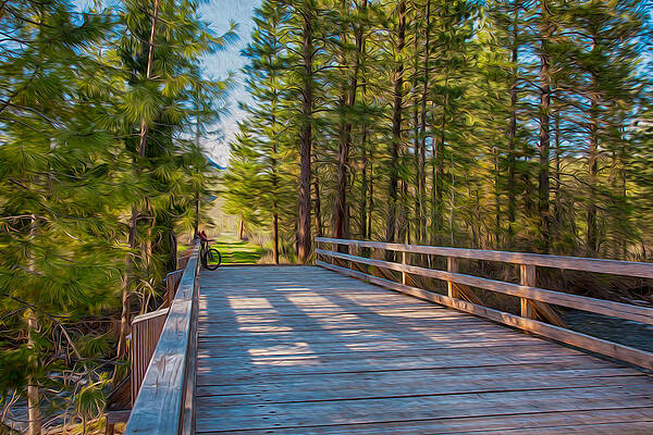 Washington Wall Art featuring the painting Methow Valley Community Trail At Wolf Creek Bridge by Omaste Witkowski