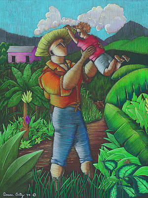 Father and Son in Tropical Landscape Wall Art
