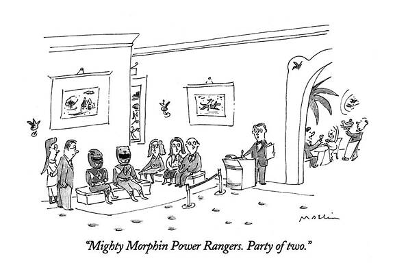 Crowd Drawing - Mighty Morphin Power Rangers.  Party Of Two by Michael Maslin