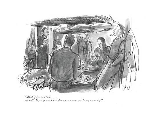 Battle Wall Art featuring the drawing Mind If I Take A Look Around? My Wife by Perry Barlow