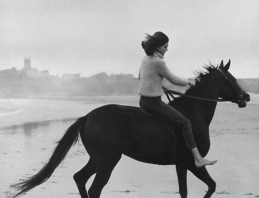 Woman Riding a Horse on the Beach Wall Art
