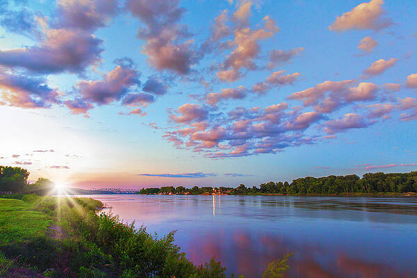 Vibrant River Sunset Wall Art