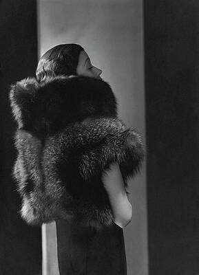 Wall Art featuring the photograph Mlle. Koopman Wearing A Fur Jacket by George Hoyningen-Huene