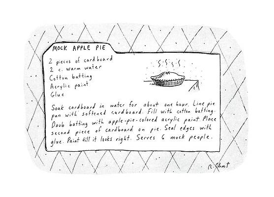 Recipe Drawing - Mock Apple Pie Recipe by Roz Chast