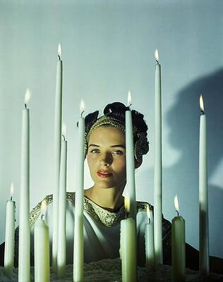 Candle Wall Art featuring the photograph Model Behind Candles by John Rawlings