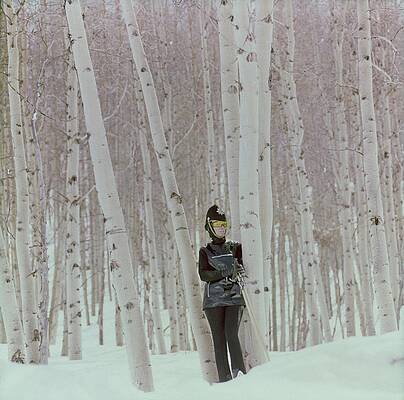 Colorado Photograph - Model In Snow Among Birch Trees by Henry Clarke
