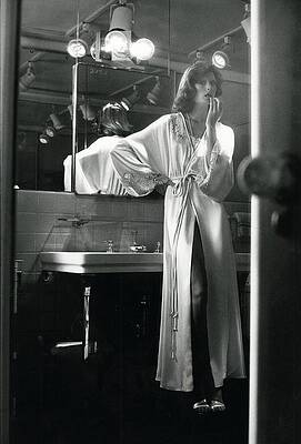 Lace Wall Art featuring the photograph Model Wearing A Bill Tice Bathrobe by Kourken Pakchanian