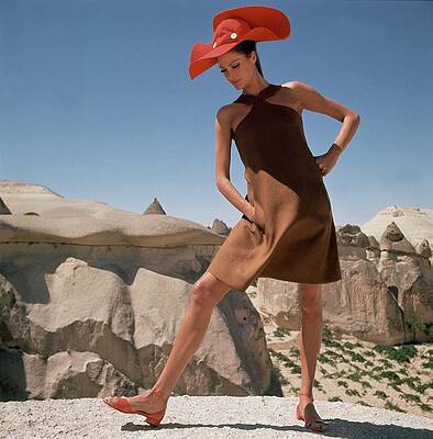 Desert Photograph - Model Wearing A Brown Dress By B.h. Wragge by Henry Clarke