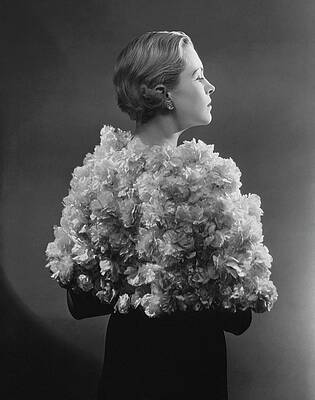 Elegant Woman in Flowered Shawl Wall Art