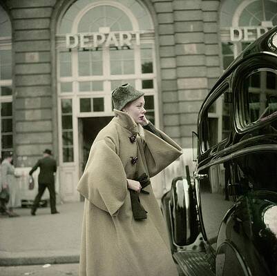 Vintage Fashion at Train Station Photograph